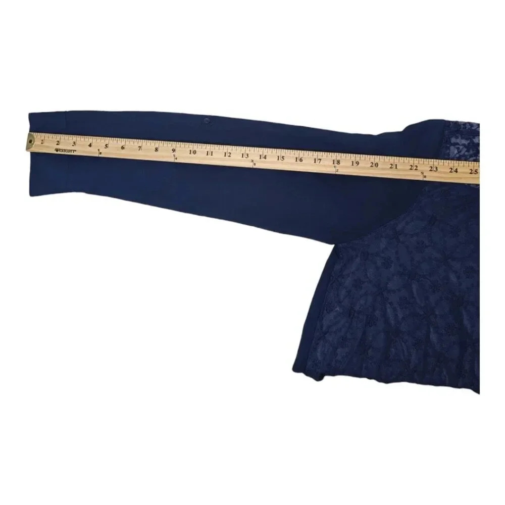 Abercrombie & Fitch Womens Navy Blue Sheer Lace Button Up Shirt Blouse Size M - Picture 15 of 15